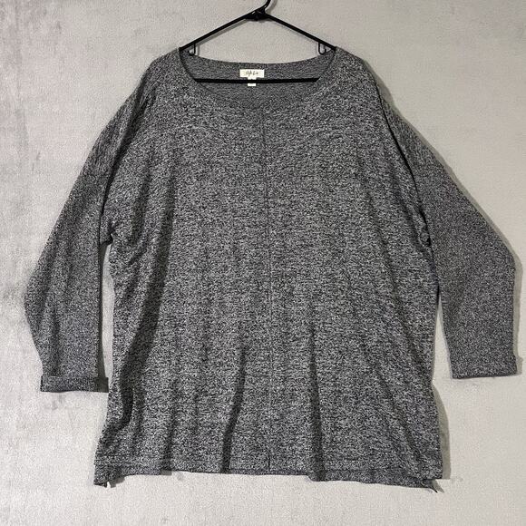 Style&Co Pullover Sweater Tunic Heather Gray Womens Plus 3X Ribbed Sleeves - Picture 1 of 8